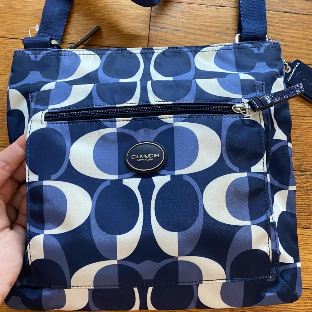 EUC Coach Blue Signature Logo Crossbody - Picture 3 of 12